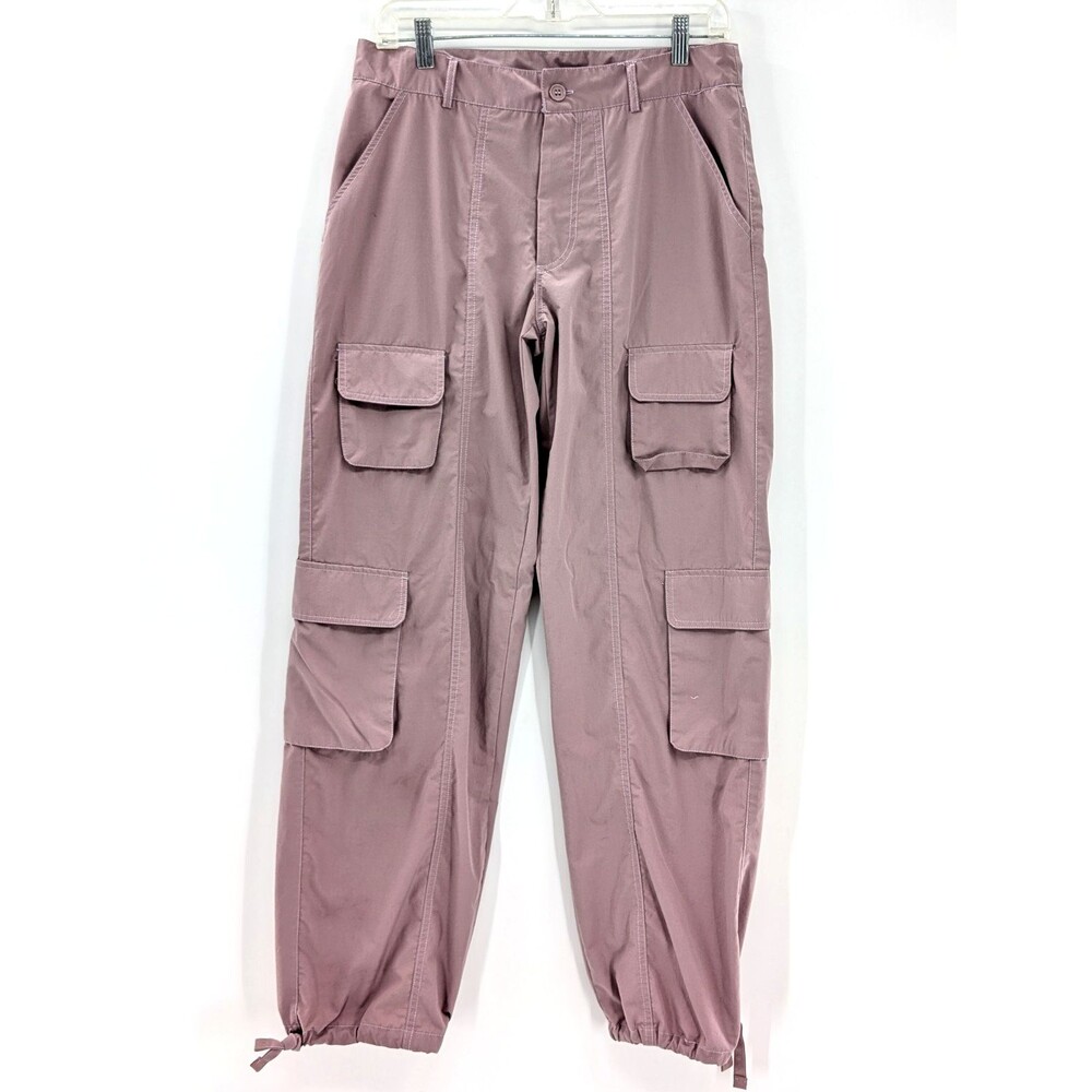 Birch & Stone Mauve Drawstring Hem Mid Rise Baggy Cargo Pants Size Medium 31/32